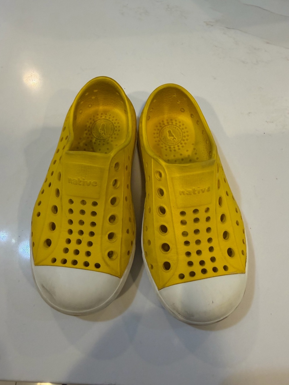 Native Kids Yellow Water Shoes with White Toe Cap